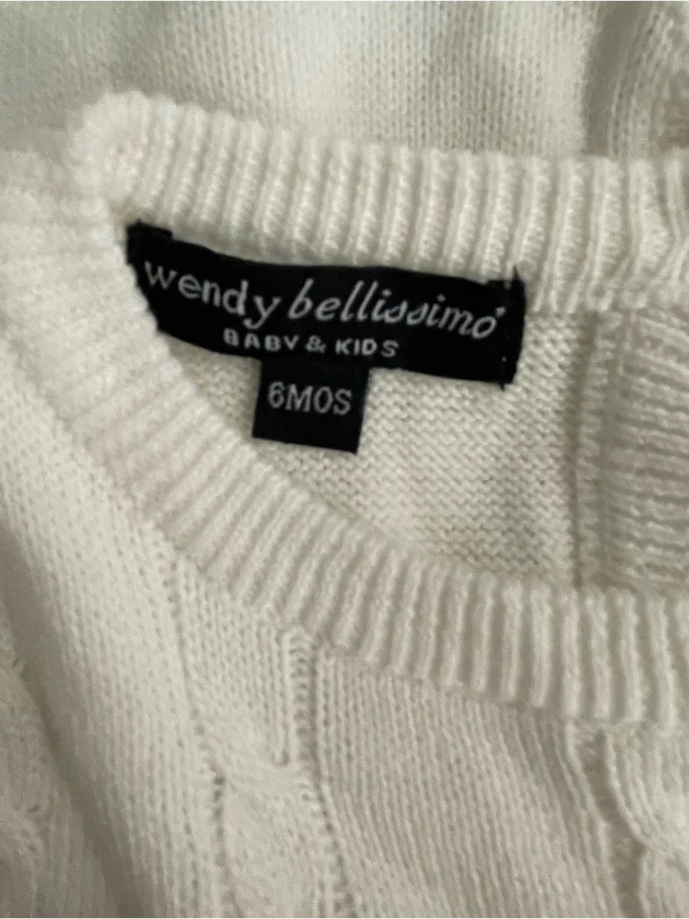 Wendy Bellissimo Cream Knit One-Piece with Pink Bow Accents